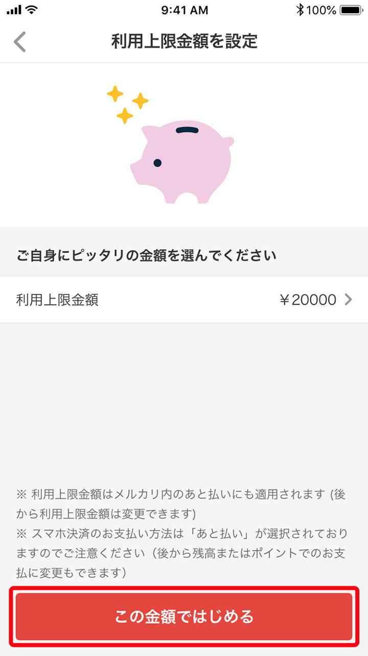 利用上限金額を設定できる